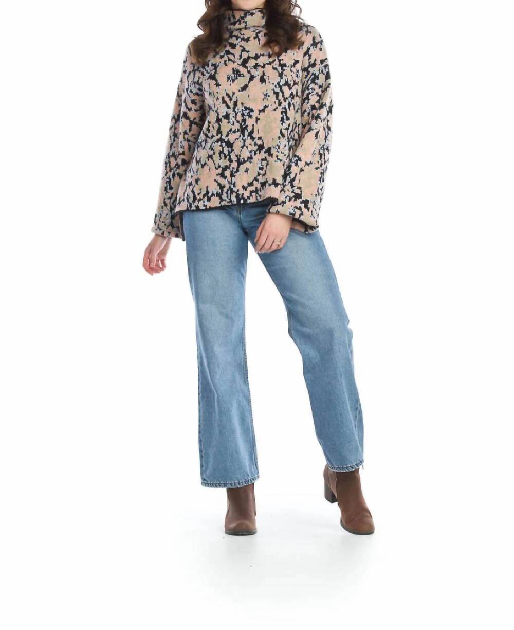 NEW PAPILLON floral jacquard mock neck sweater in multi